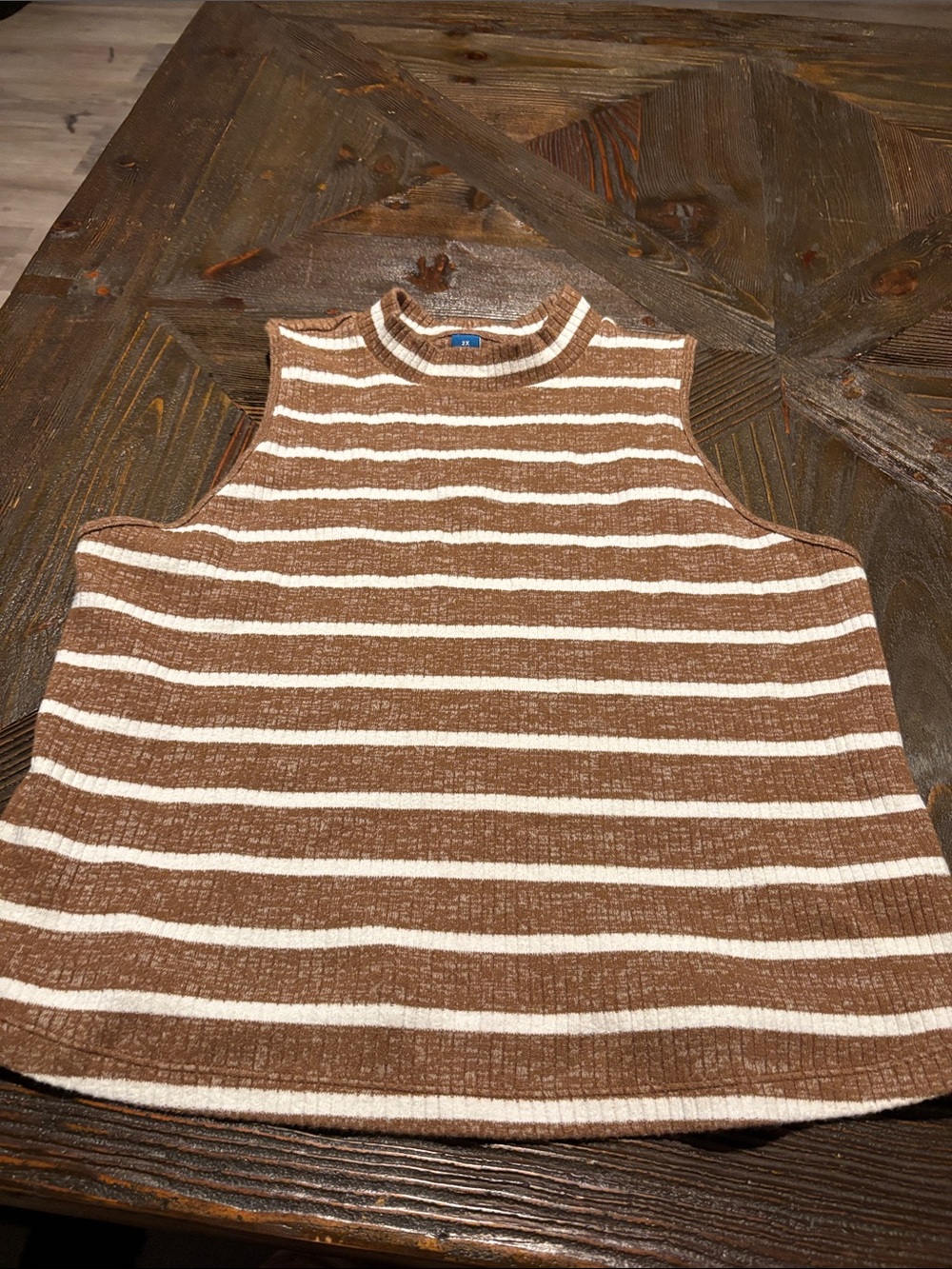 Old Navy Brown and Cream Striped Tank Top